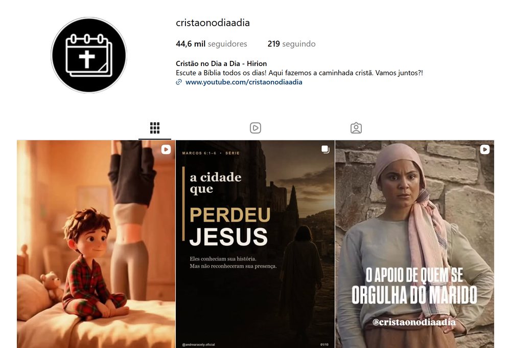 Página @cristaonodiaadia no Instagram